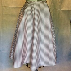 Tea length pink and white striped skirt
